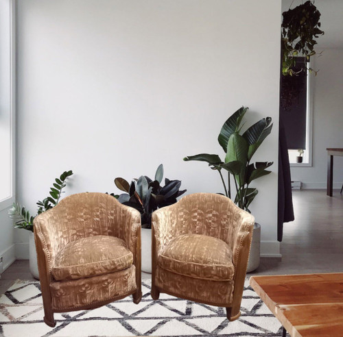 Pair of Art Deco 1930 Mahogany Armchairs and Fireside Chairs