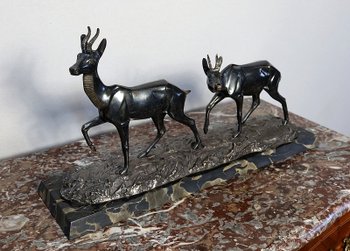 Important Bronze "The two Gazelles" signed I. Rochard - XXth