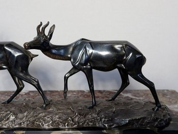 Important Bronze "The two Gazelles" signed I. Rochard - XXth