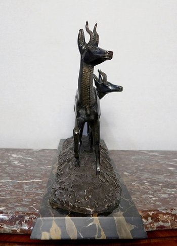 Important Bronze "The two Gazelles" signed I. Rochard - XXth