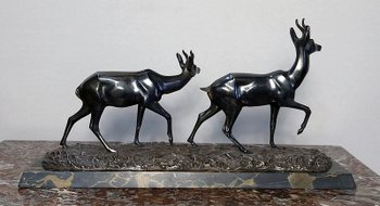 Important Bronze "The two Gazelles" signed I. Rochard - XXth