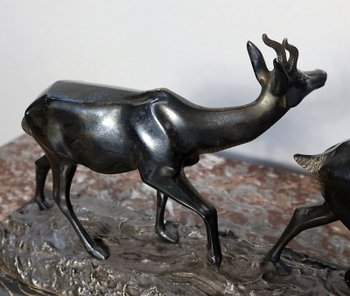 Important Bronze "The two Gazelles" signed I. Rochard - XXth