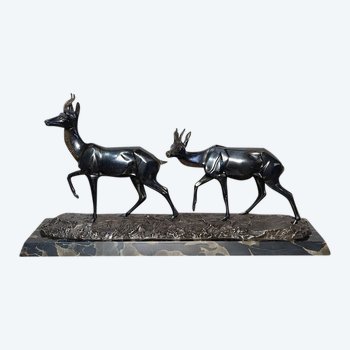 Important Bronze "The two Gazelles" signed I. Rochard - XXth