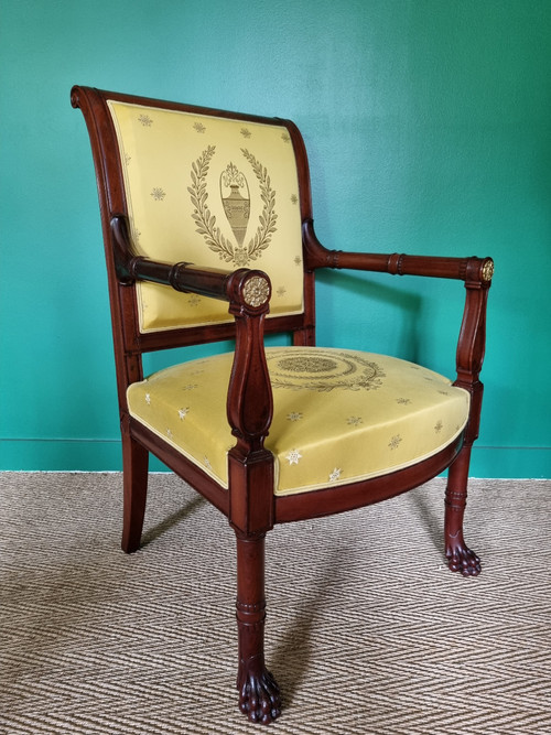 Jacob Frères, rare fauteuil de cabinet estampillé, d'époque Consulat
