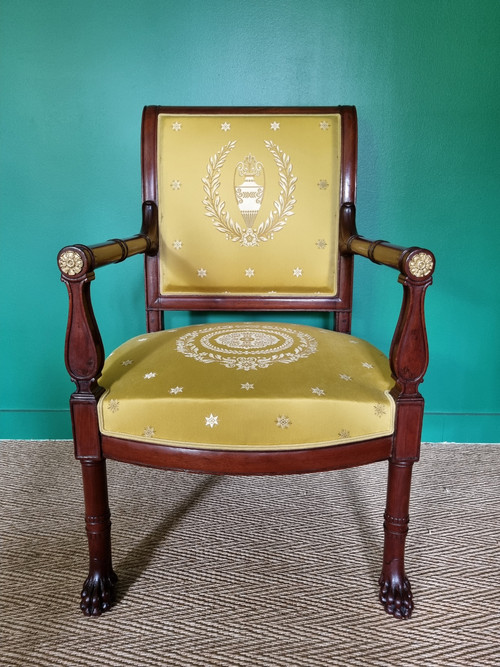 Jacob Frères, rare fauteuil de cabinet estampillé, d'époque Consulat
