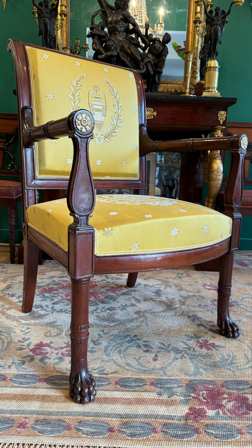 Jacob Frères, rare fauteuil de cabinet estampillé, d'époque Consulat