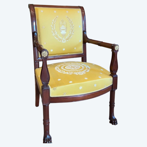 Jacob Frères, rare fauteuil de cabinet estampillé, d'époque Consulat