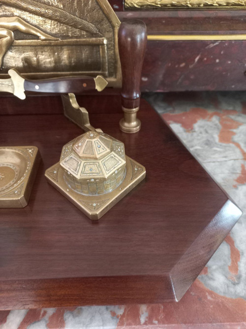 Art Deco Bronze And Coral Wood Writing Table