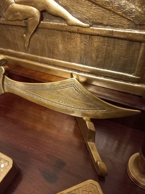 Art Deco Bronze And Coral Wood Writing Table
