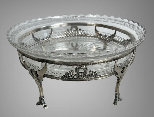COPPA IN CRISTALLO “BACCARAT” CON MONTATURA IN ARGENTO 925, TIMBRO MINERVA