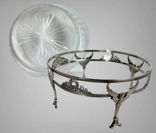 COPPA IN CRISTALLO “BACCARAT” CON MONTATURA IN ARGENTO 925, TIMBRO MINERVA