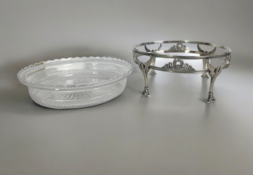 COPPA IN CRISTALLO “BACCARAT” CON MONTATURA IN ARGENTO 925, TIMBRO MINERVA