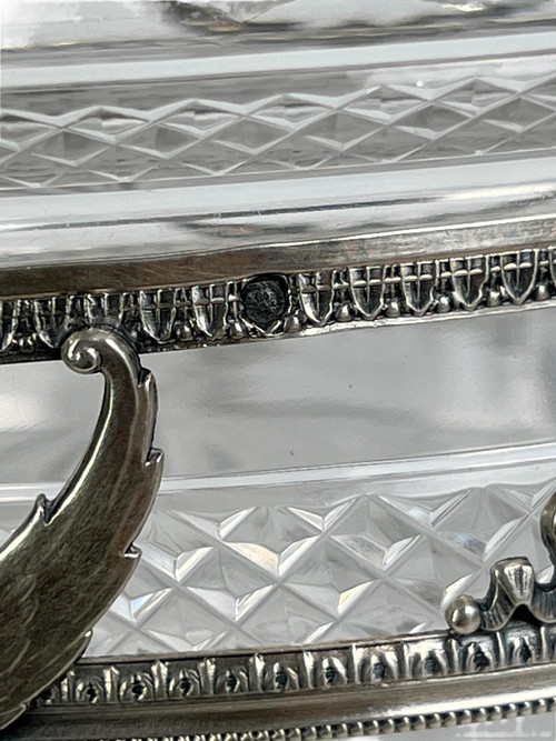COPPA IN CRISTALLO “BACCARAT” CON MONTATURA IN ARGENTO 925, TIMBRO MINERVA
