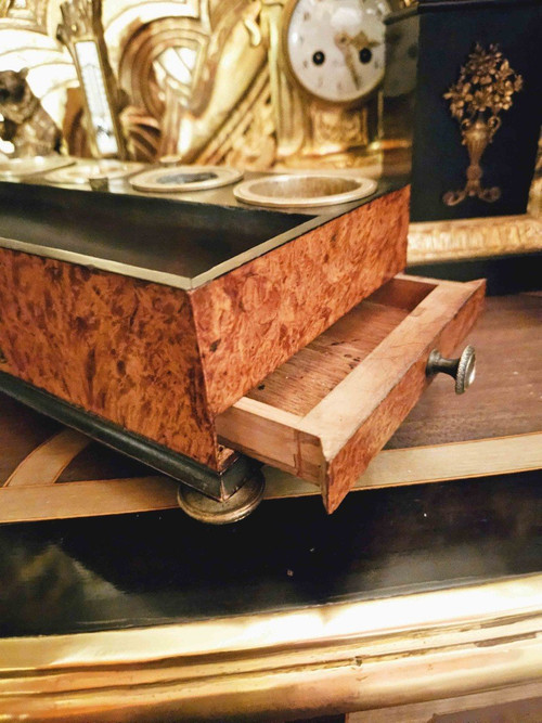 Set da scrivania in radica e bronzo di epoca impero