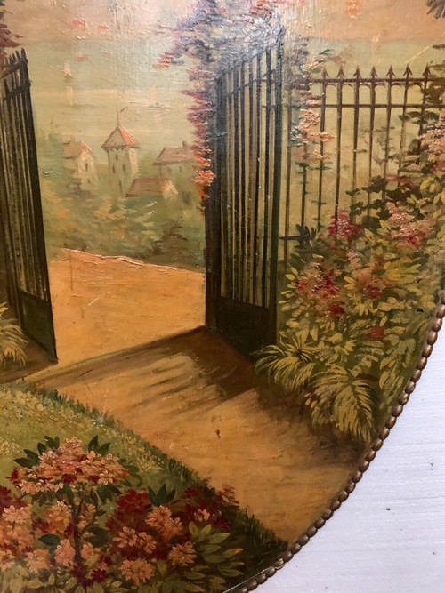 Oil on canvas "View of the lake" decorative wall panels 20th century