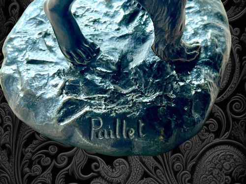 BRONZE ANCIEN SIGNÉ DE CHARLES PAILLET (1871-1937) " LA BACCANTE ET SON OURS "