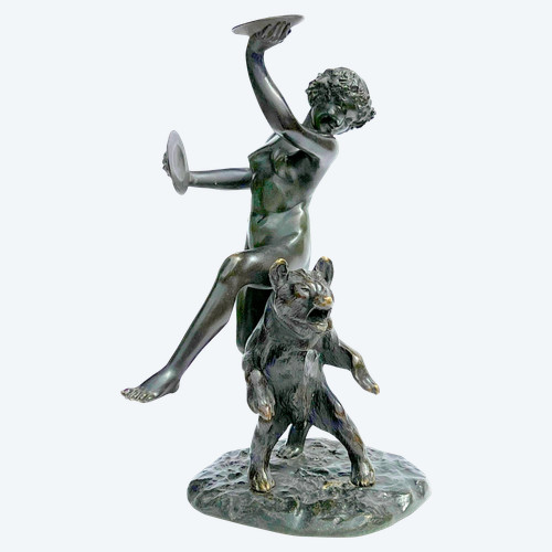 BRONZE ANCIEN SIGNÉ DE CHARLES PAILLET (1871-1937) " LA BACCANTE ET SON OURS "