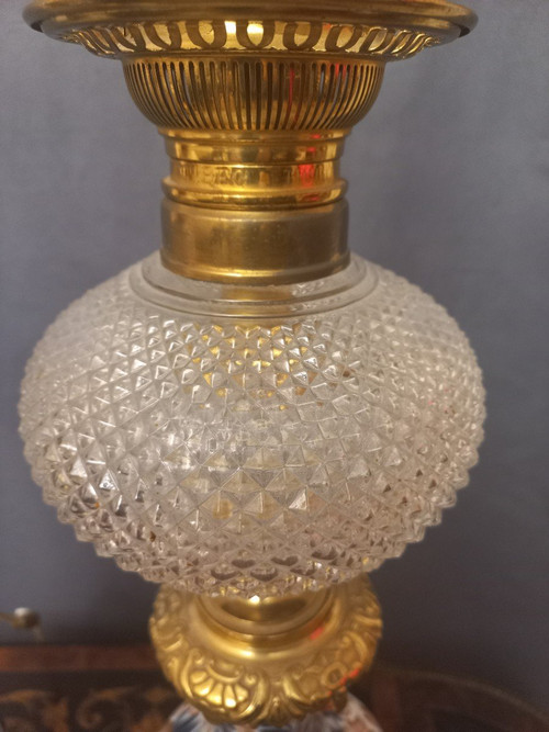 Importante Paire De Lampes En Porcelaine Et Bronze Doré Fin XIXe H80cm