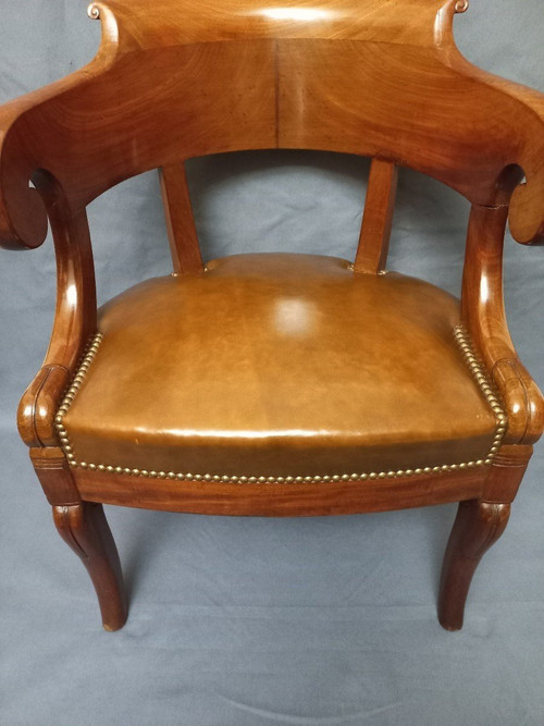 Fauteuil De Bureau en Cuir Début XIXe Siècle
