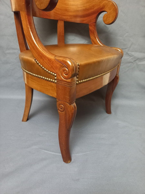 Fauteuil De Bureau en Cuir Début XIXe Siècle