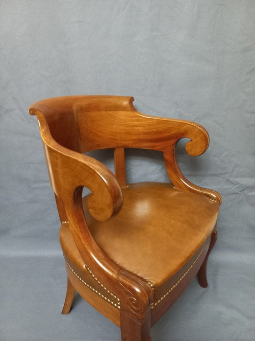 Fauteuil De Bureau en Cuir Début XIXe Siècle