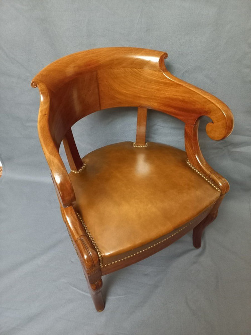 Fauteuil De Bureau en Cuir Début XIXe Siècle