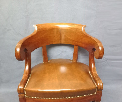 Fauteuil De Bureau en Cuir Début XIXe Siècle
