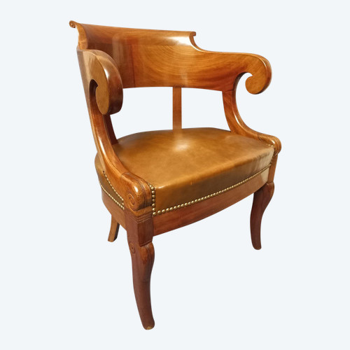 Fauteuil De Bureau en Cuir Début XIXe Siècle