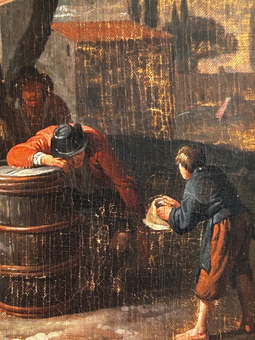 Paar niederländische Öl-auf-Leinwand-Gemälde nach Dirck Theodor Helmbreker (1633-1696) 