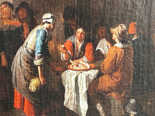 Paar niederländische Öl-auf-Leinwand-Gemälde nach Dirck Theodor Helmbreker (1633-1696) 