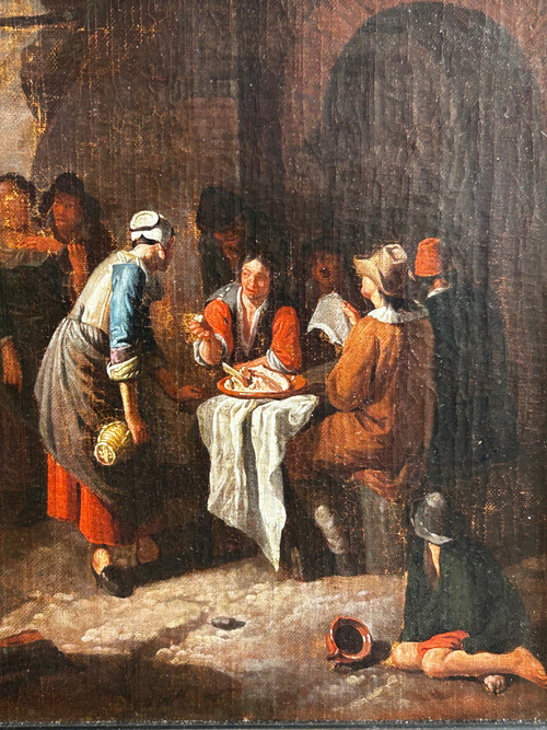 Paar niederländische Öl-auf-Leinwand-Gemälde nach Dirck Theodor Helmbreker (1633-1696) 