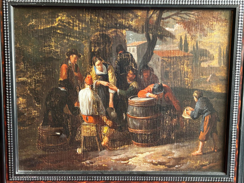 Paar niederländische Öl-auf-Leinwand-Gemälde nach Dirck Theodor Helmbreker (1633-1696) 