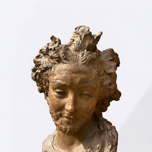 Fernando Ciancianaini (1889-1954) Scultura Originale in Terracotta - Busto di Giovane 