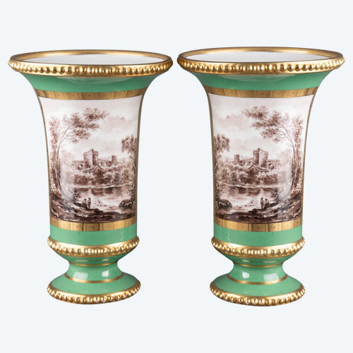 Pair of Paris Porcelain Vases, 19th Century