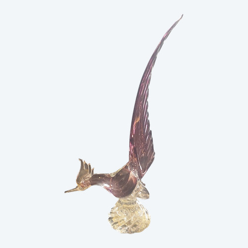 Murano glass pheasant Sommerso 