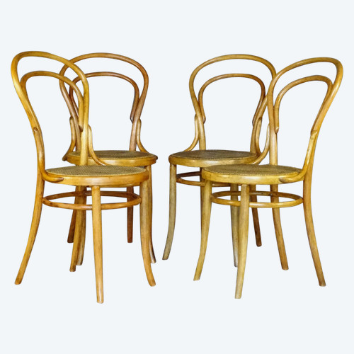 Set de 4 chaises KOHN N°14 cannées, vers 1900, no Thonet