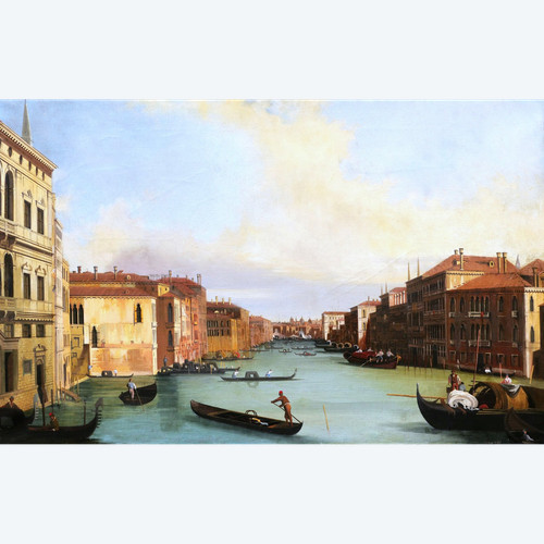 ITALIAN school circa 1880, after CANALETTO, Animated view of the Grand Canal