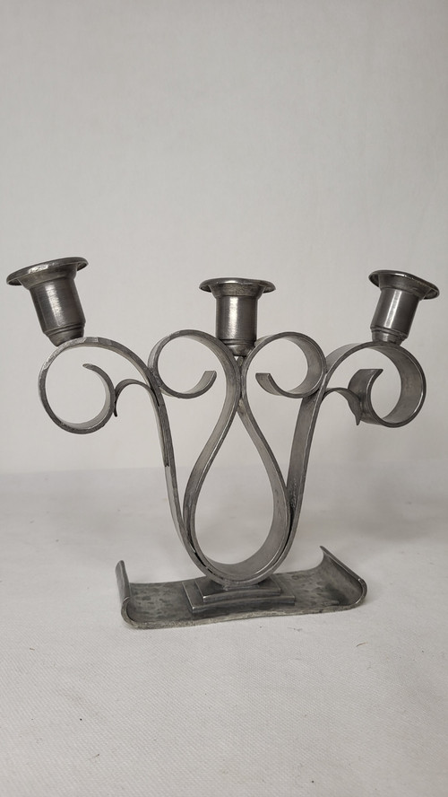 Hammered pewter candle holders 1950's Delavan Paris