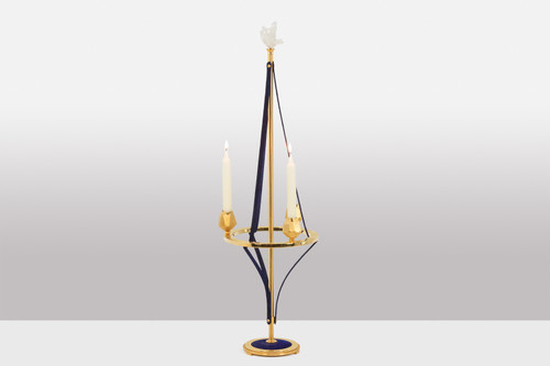 Candlestick in gilded brass and velvet. Contemporary Work. LS59441456B