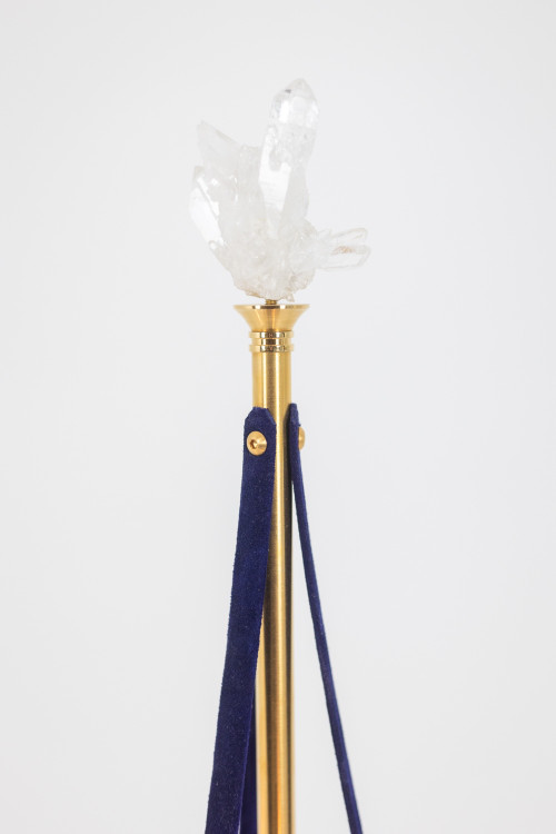 Candlestick in gilded brass and velvet. Contemporary Work. LS59441456B