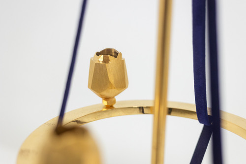 Candlestick in gilded brass and velvet. Contemporary Work. LS59441456B
