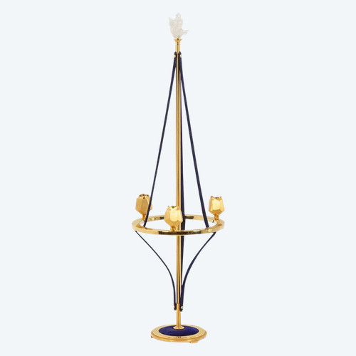 Candlestick in gilded brass and velvet. Contemporary Work. LS59441456B