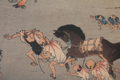 Japanese print by Ichiryûsai Hiroshige 'Festival at Atsuta Shrine' early 20th century