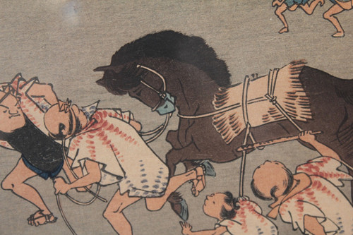 Japanese print by Ichiryûsai Hiroshige 'Festival at Atsuta Shrine' early 20th century