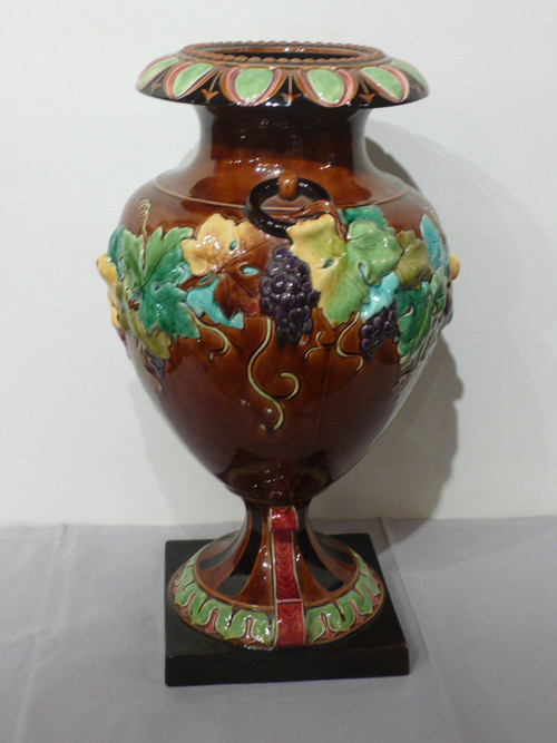 Large earthenware vase from Sarreguemines.