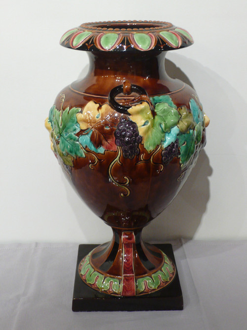 Large earthenware vase from Sarreguemines.