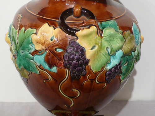 Large earthenware vase from Sarreguemines.