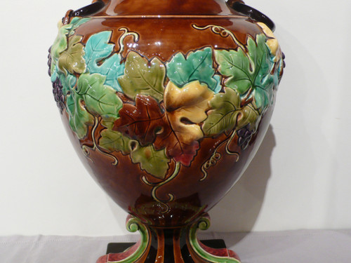 Large earthenware vase from Sarreguemines.
