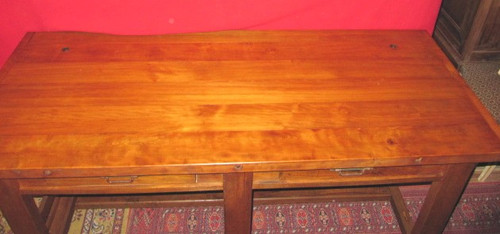 Large Table or Watchmaker's Workbench in Beech, Early 20th Century