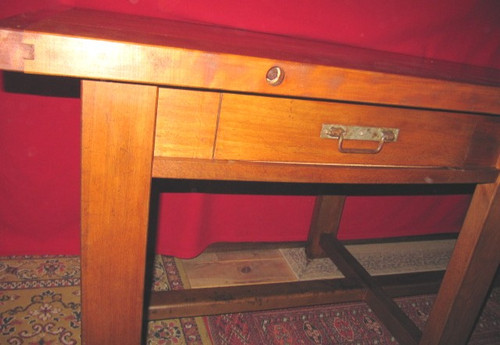 Large Table or Watchmaker's Workbench in Beech, Early 20th Century